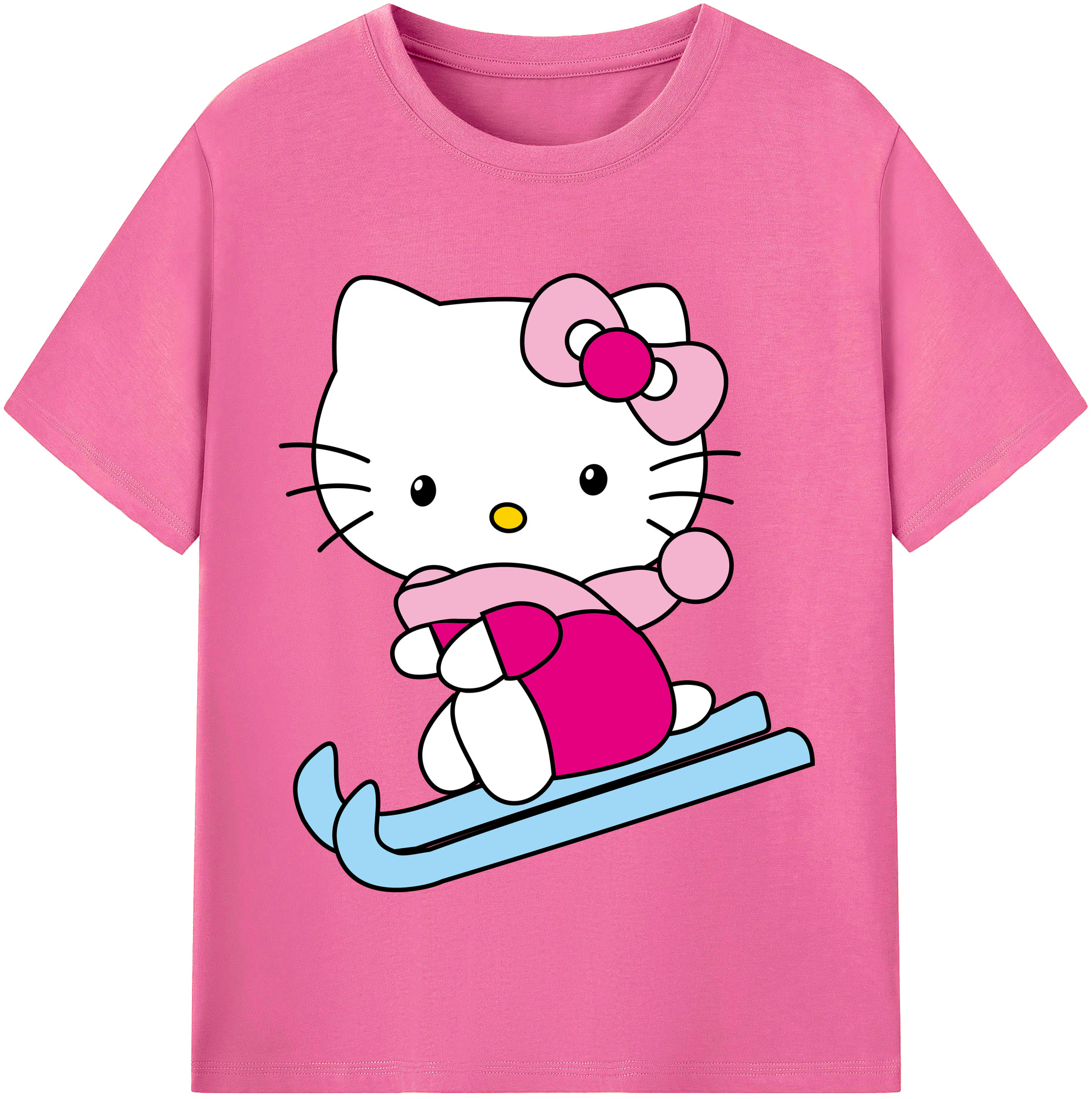 （画像用） Hello Kitty ハローキティ レディースカジュアルプリントTシャツ（綿100％）